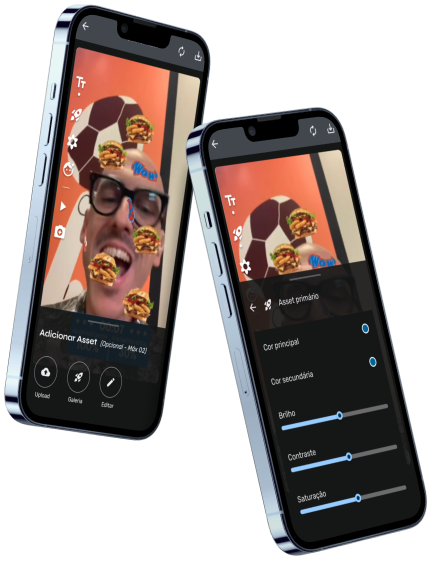 Dois celulares com o site da FastFilter aberto, na tela do editor de filtros