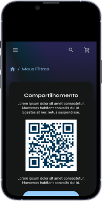 Celular com o site da FastFilter aberto, na tela de compartilhar o filtro